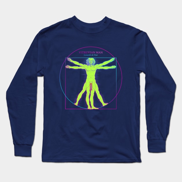 Vitruvian man in pop art style Long Sleeve T-Shirt by Dyuba